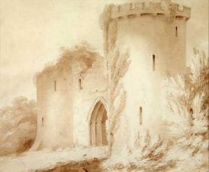 Knockin Castle, Shropshire. Pencil and watercolour. Artist: T.F. Dukes (attrib.). Shrewsbury Museums Service (SHYMS: FA/1991/088/2)