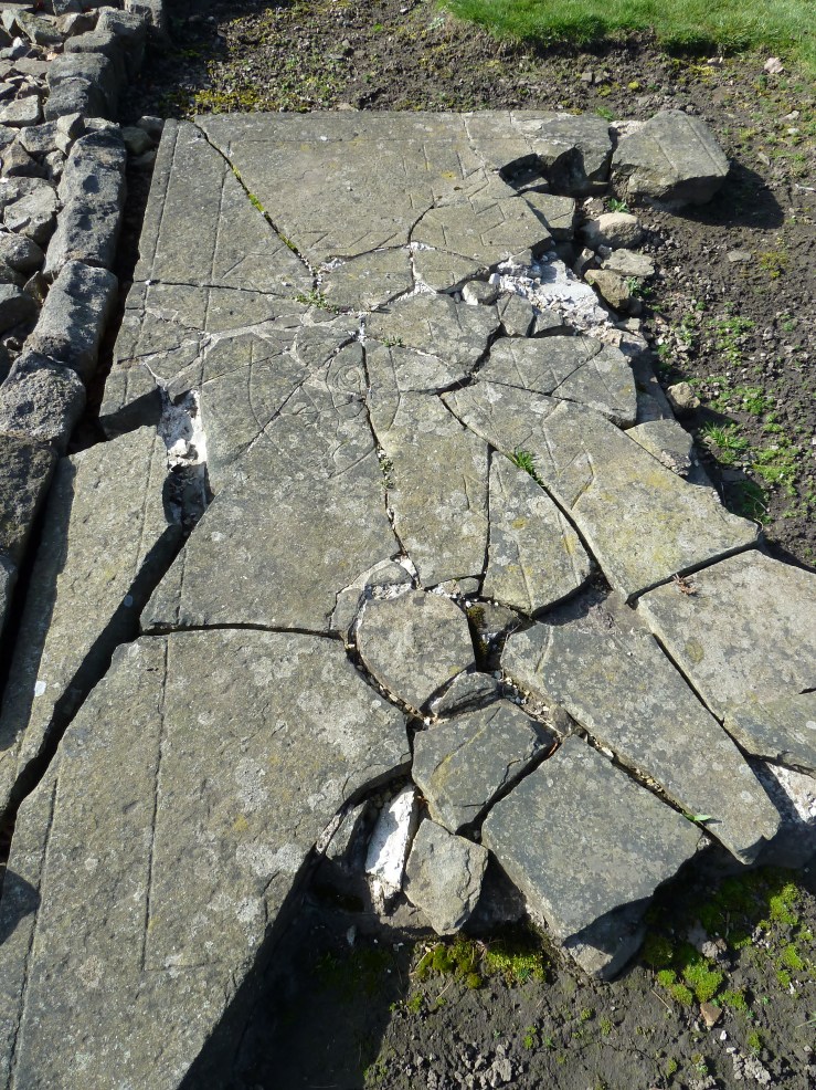 The remains of the de Lacy grave at Whalley Abbey.